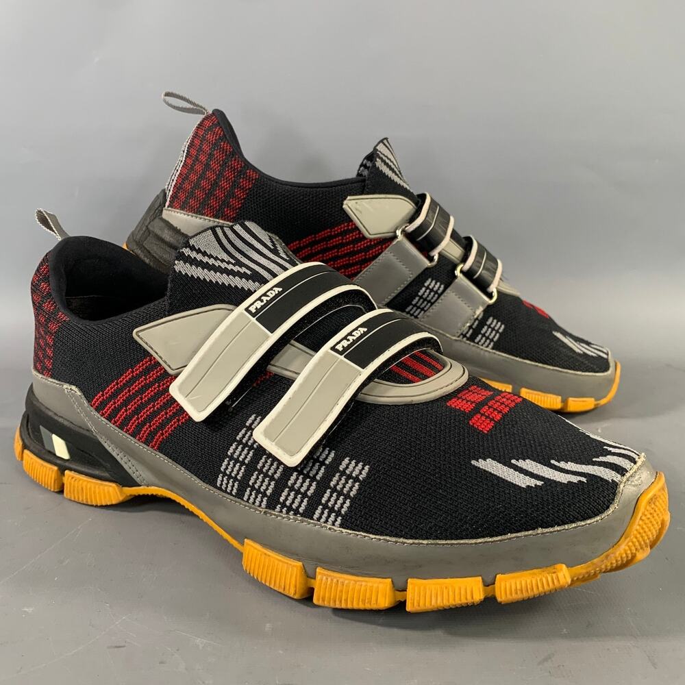 Prada Men's Cloudbust Sneakers Size 9.5 Black Nylon Hook & Loop